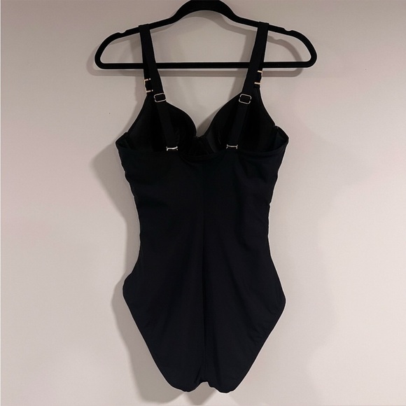 SPANX Black Let's Go Slimming Riveting Ruched One Piece Swimsuit Size 10 B/C - Picture 8 of 12